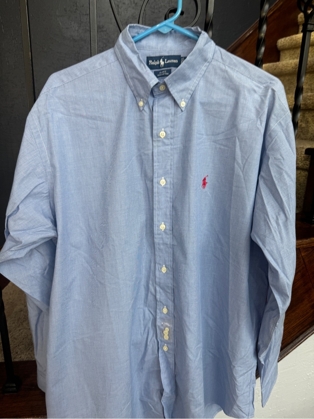 NEW Large Ralph Lauren Light Blue Button-Down Oxford with Red Pony